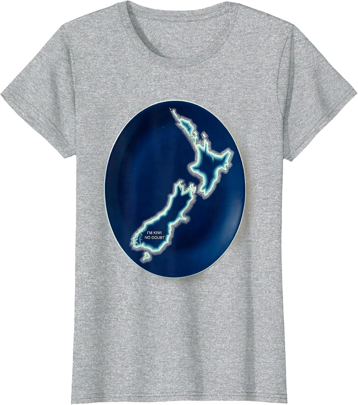 I'm Kiwi No Doubt Cyanotype Kiwi Map Rugby Haka National T-Shirt - Heather Grey