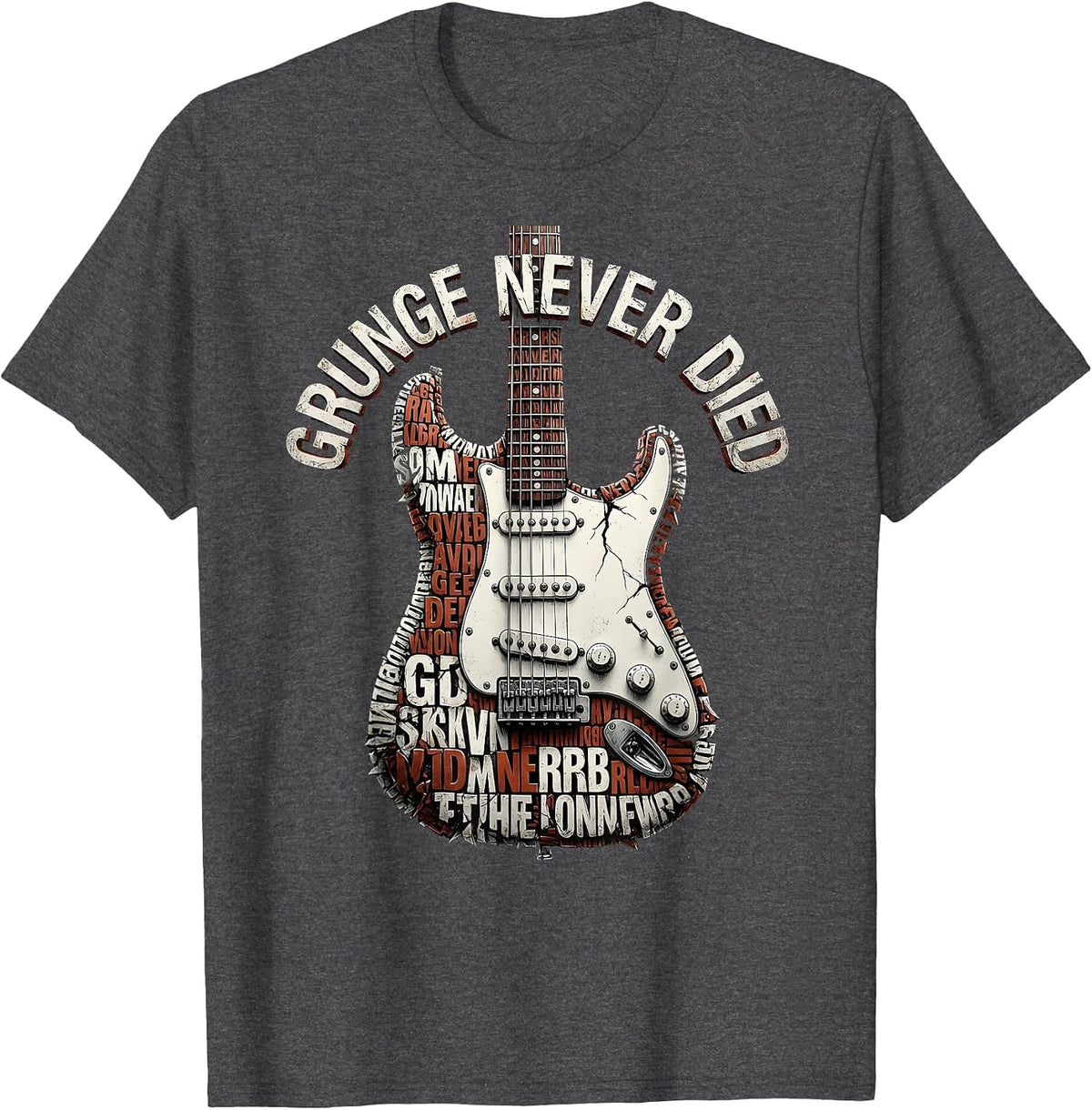 Grunge Never Died Rock Music Graphic Design T-Shirt - Dark Heather Grey