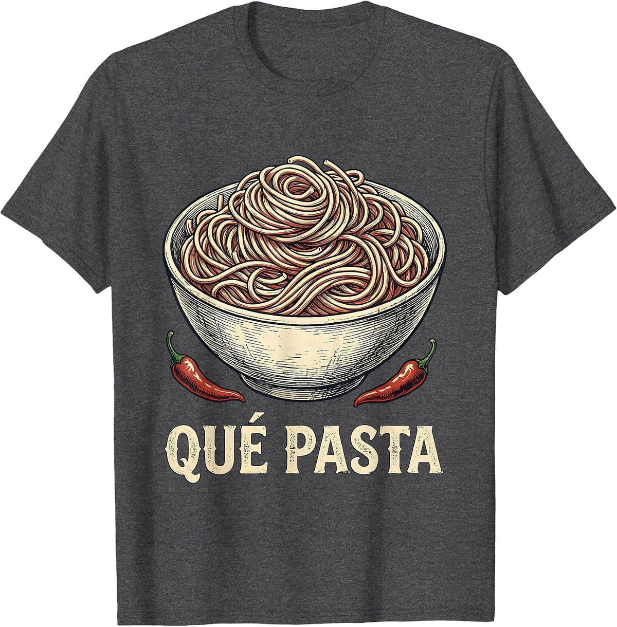 Men's Qué Pasta Vintage Cinco De Mayo Spanish Pun Party Humor T-Shirt - Dark Heather Grey