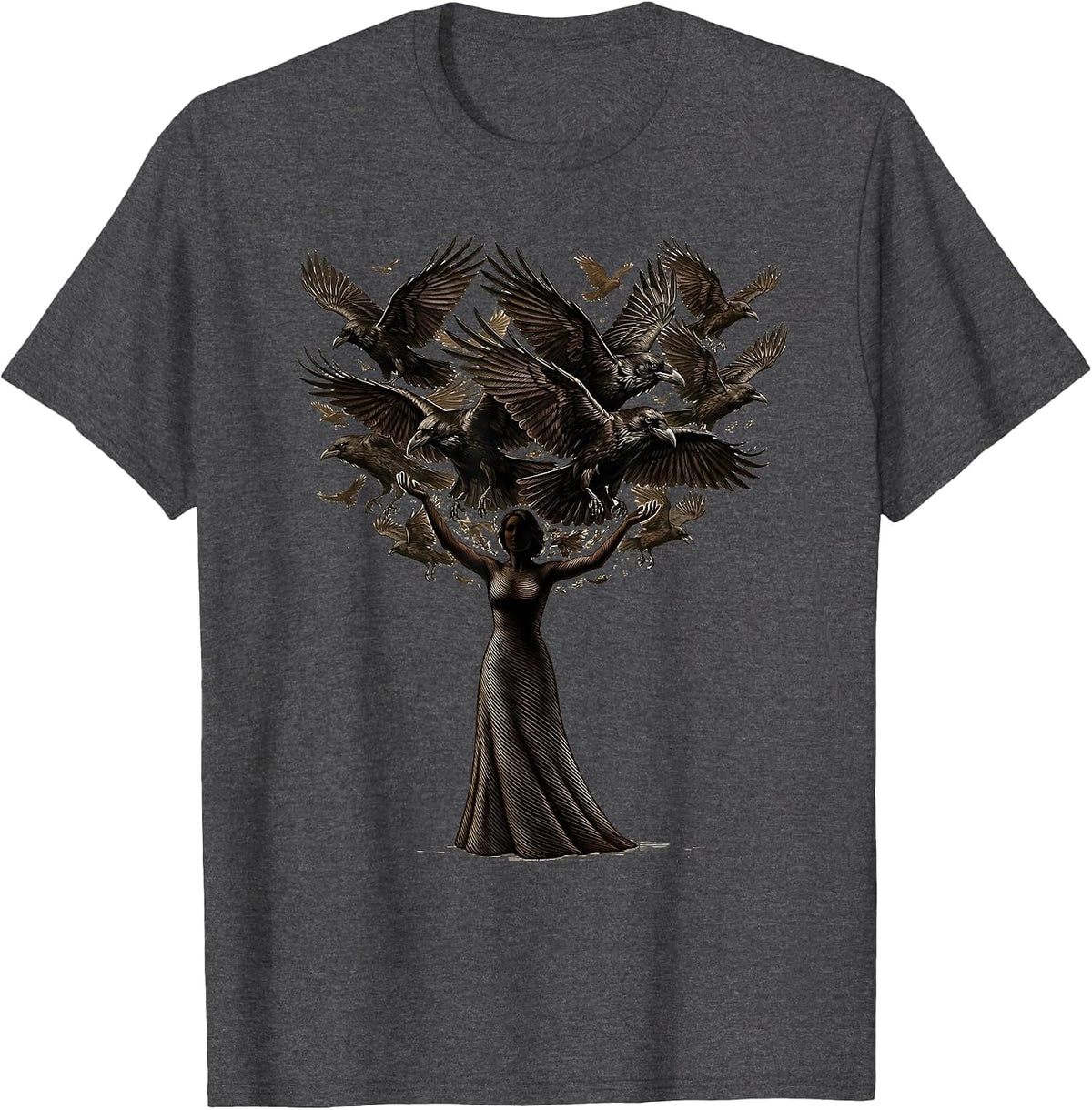 1692 They Missed One Raven Silhouette Design T-Shirt - Dark Heather Grey
