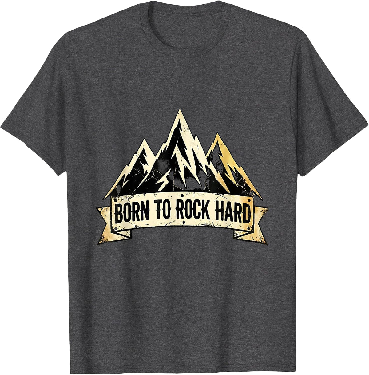 Born to Rock Hard Vintage Rock Music Design T-Shirt - Dark Heather Grey