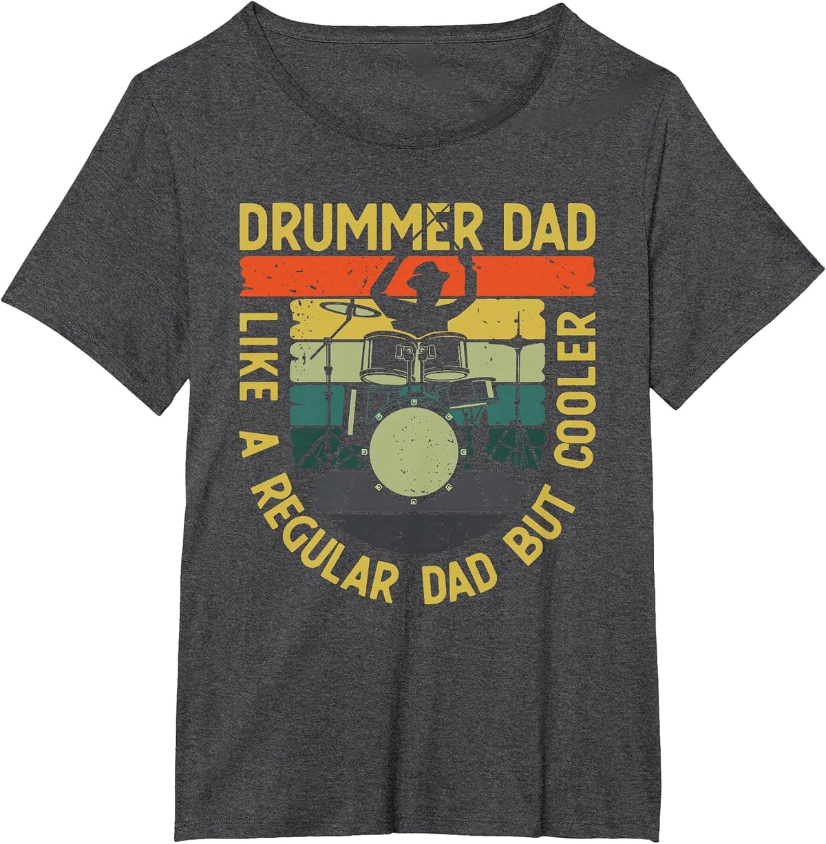 Funny Drummer Art for Dad Men Father Drumming Drum Set Lover T-Shirt - Dark Heather Grey