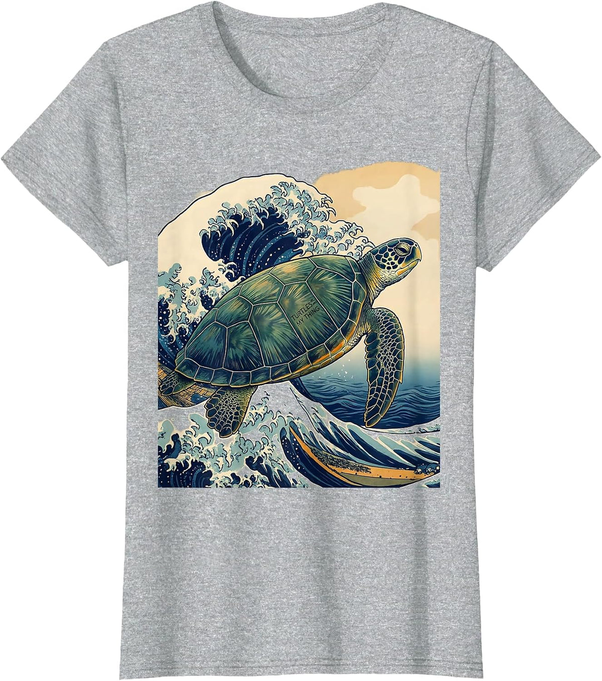 Turtles Are My Thing Ukiyo-e Sea Turtle Lover Gift T-Shirt - Heather Grey