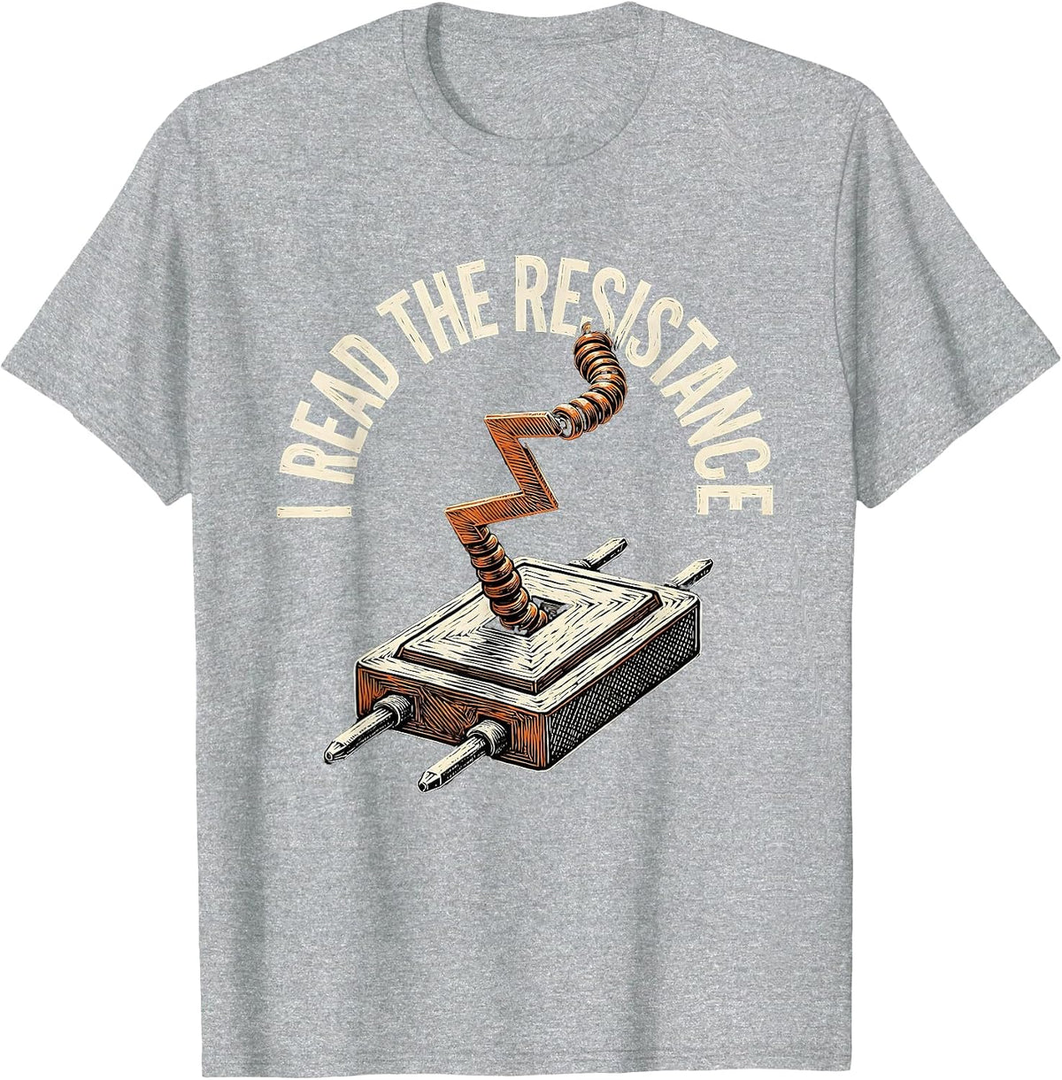 Men's I Read The Resistance Funny Electrician Skeleton Sarcastic T-Shirt - Heather Grey