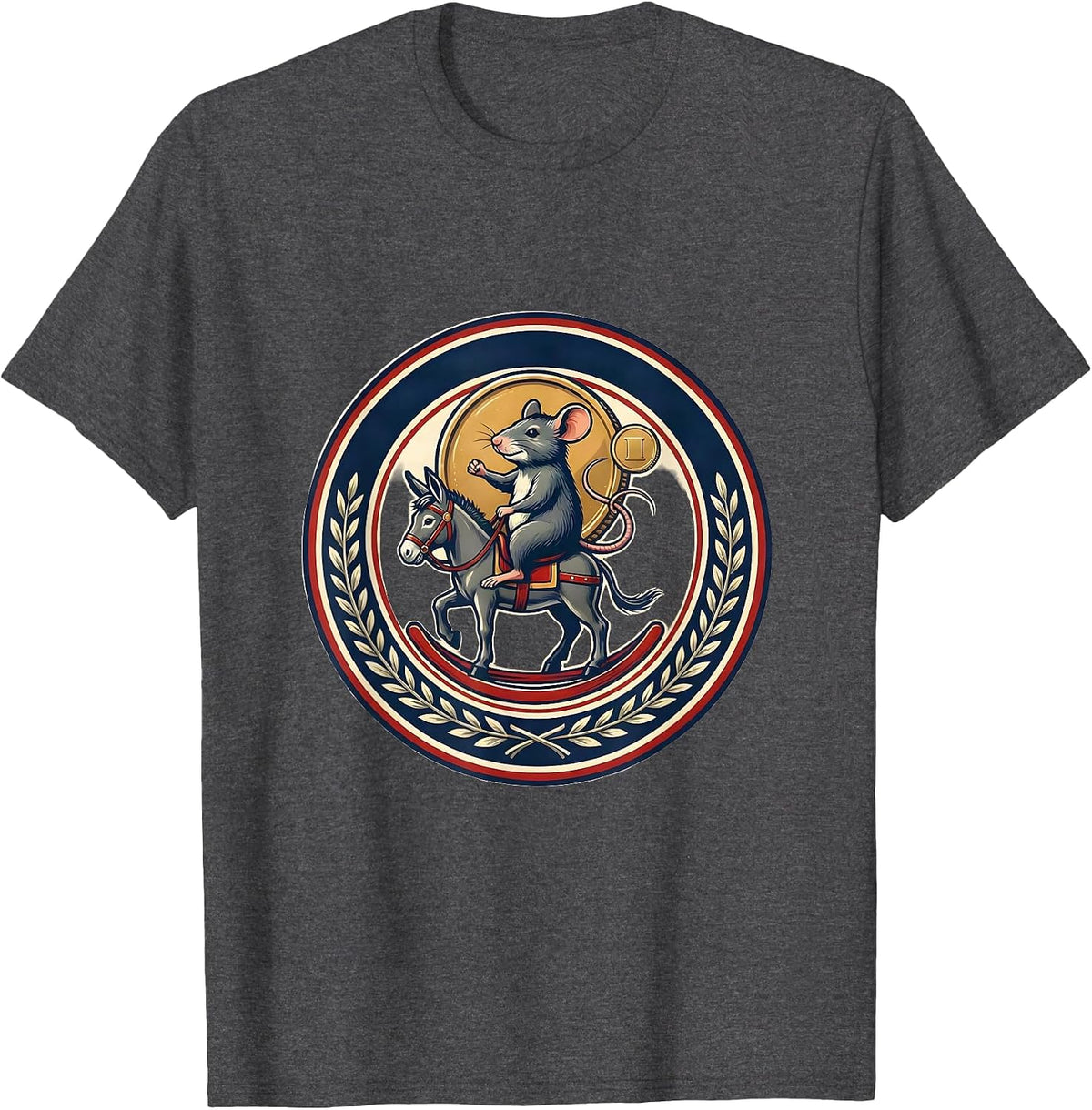 Rat On Donkey Seal Irreverent Humor Animal Lover Gift T-Shirt - Dark Heather Grey