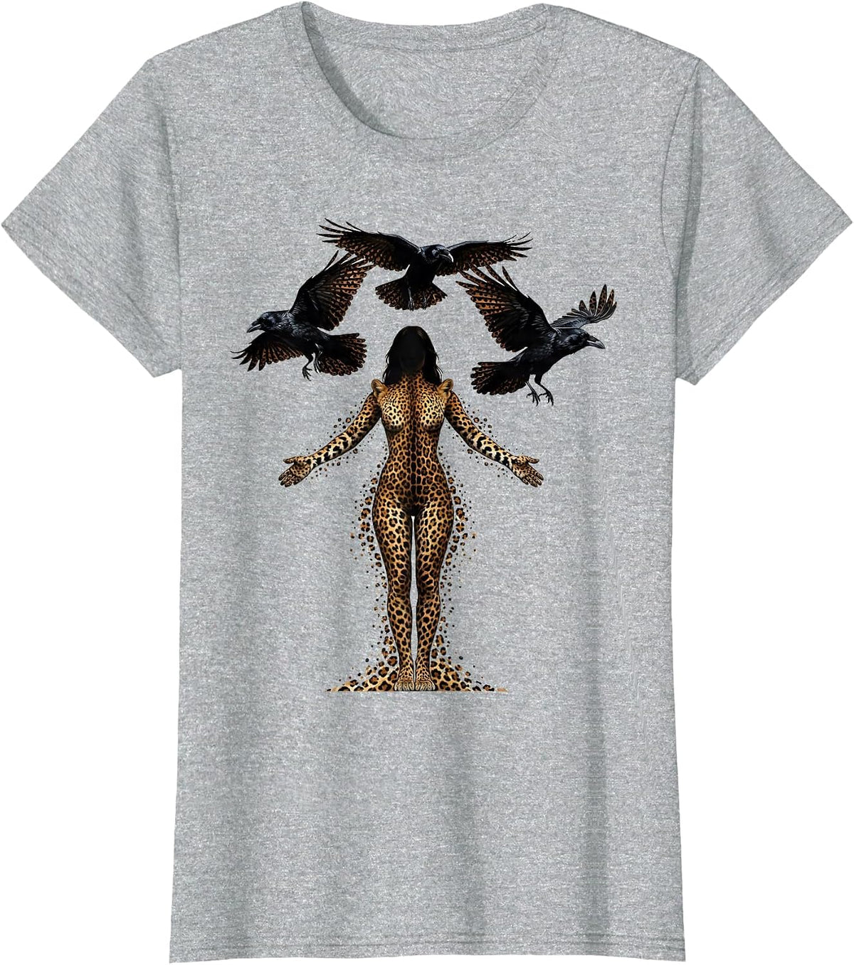 Camo Warrior Ravens Circling Graphic Design T-Shirt - Heather Grey