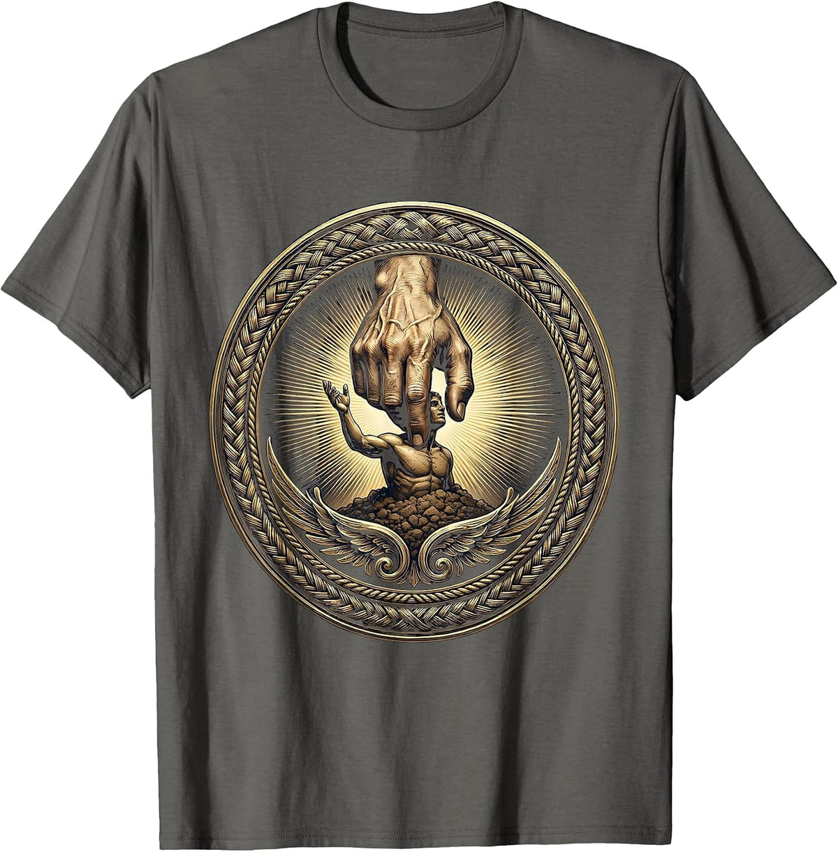 Colossal Hand Sculpting Human Figure From Clay T-Shirt - Asphalt Grey