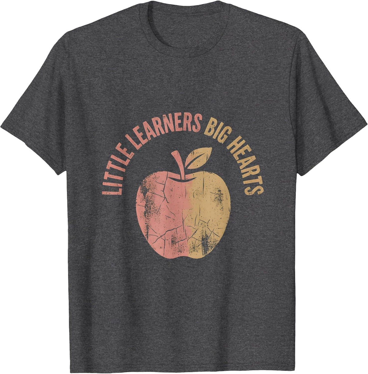 Little Learners Big Hearts Elementary Teacher Design T-Shirt - Dark Heather Grey