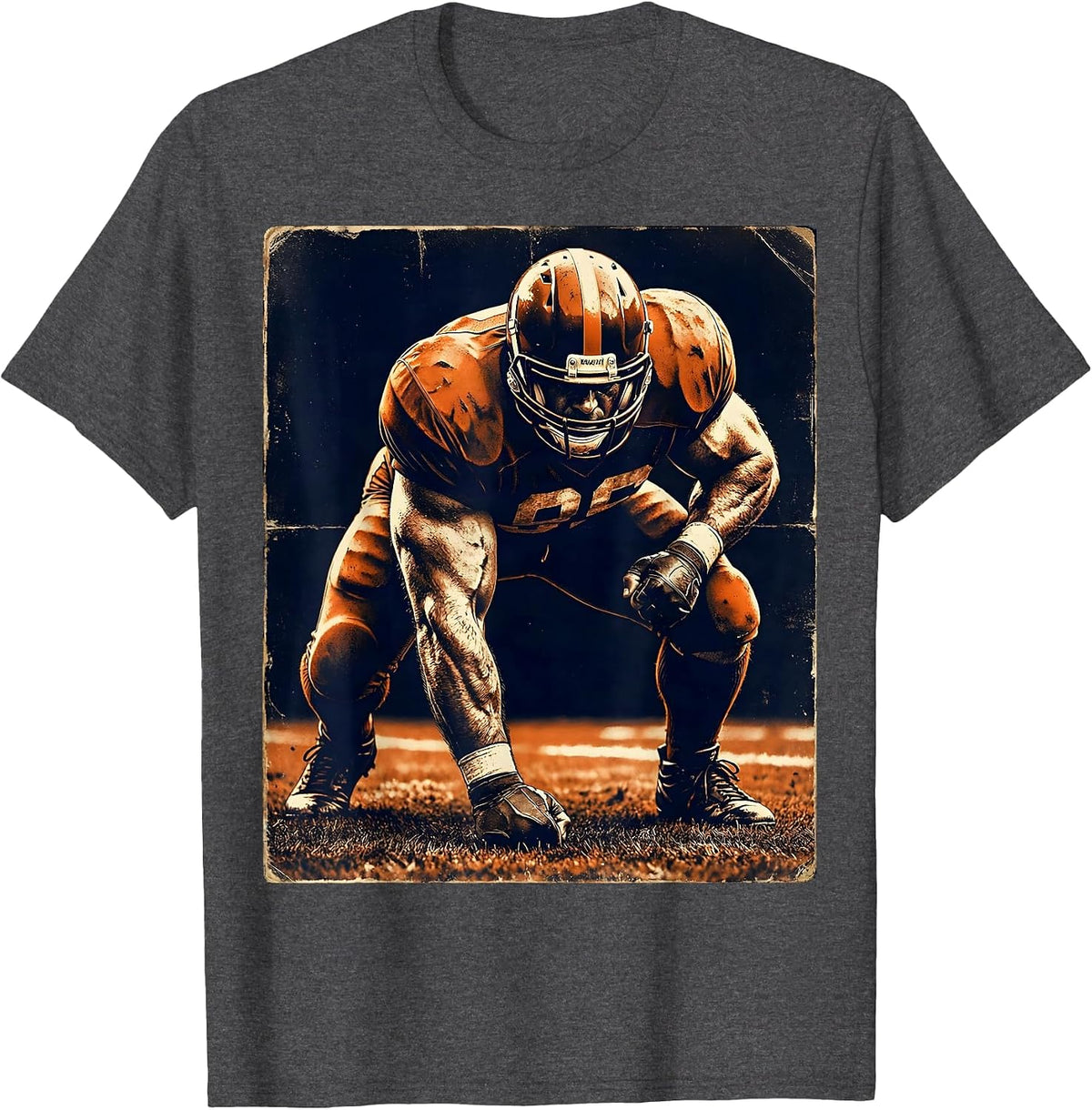 Bend and Snap Football Lineman Squat Graphic T-Shirt - Dark Heather Grey