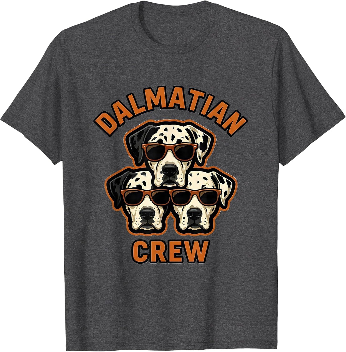 Men's Dalmatian Crew Mascot Logo Dog Breed Portrait T-Shirt - Dark Heather Grey
