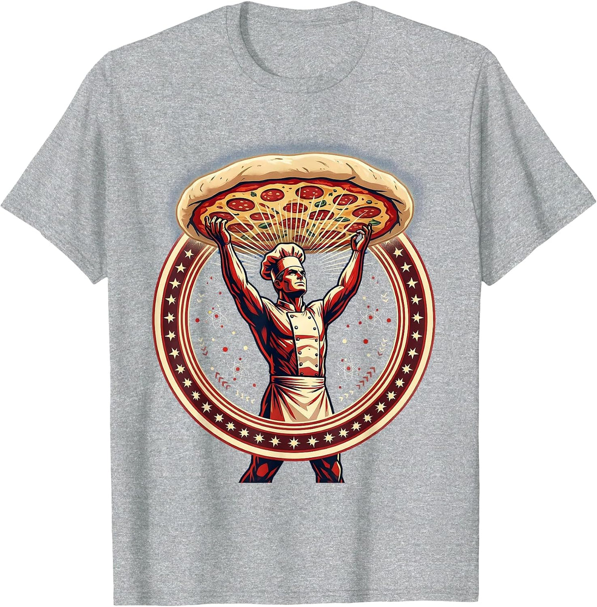 Men's Italian Chef Tossing Pizza Dough Graphic T-Shirt - Heather Grey