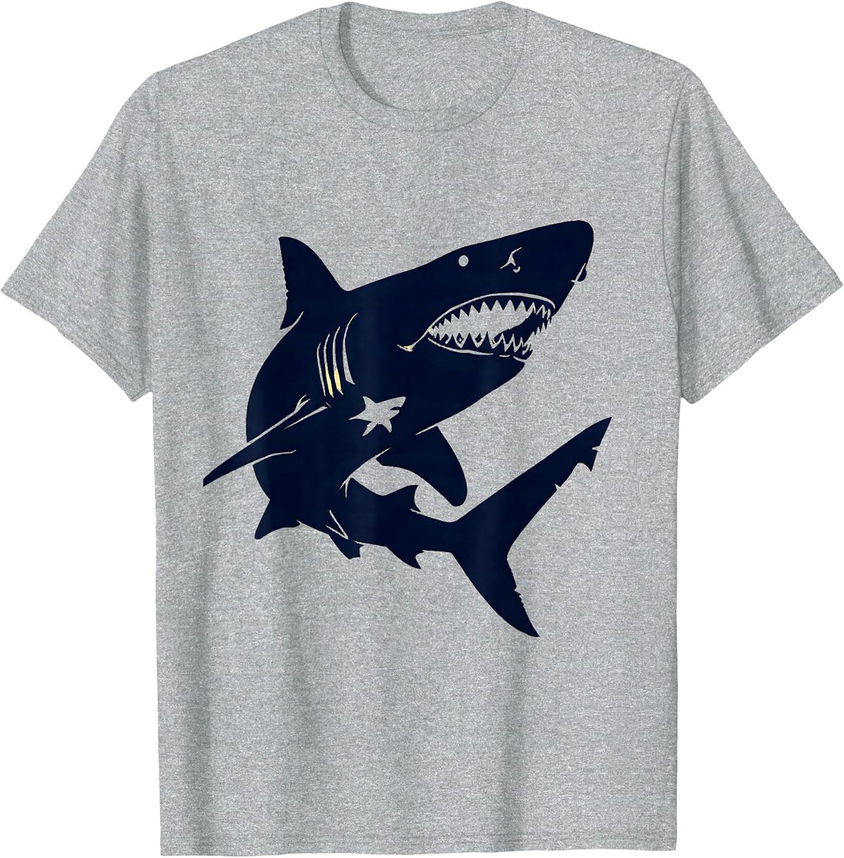 Men's Sawshark Silhouette Ocean Animal Lover Humor T-Shirt - Heather Grey