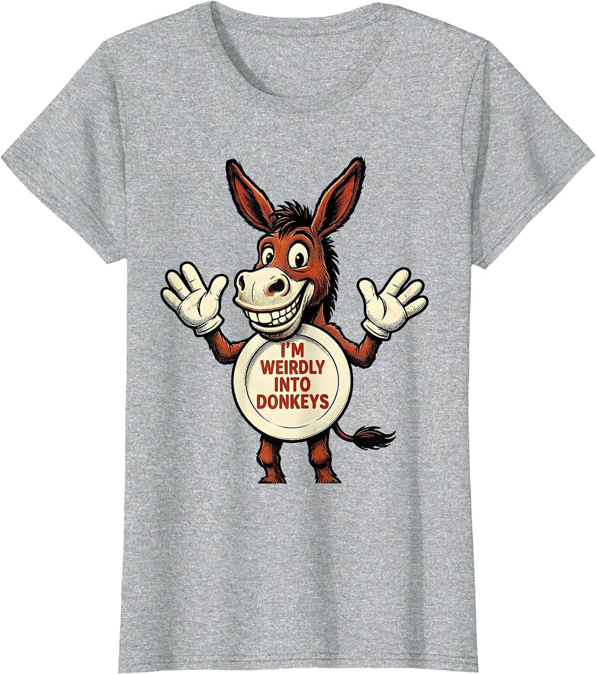 I’m Weirdly Into Donkeys Funny Donkey Lover Retro Cartoon T-Shirt - Heather Grey