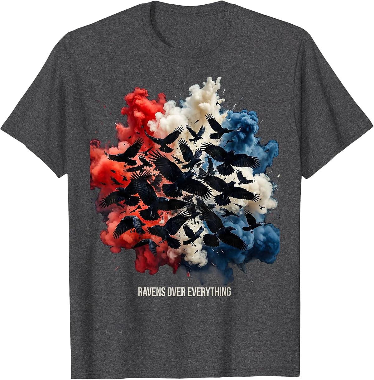 Ravens Over Everything Edgar Allan Poe Design T-Shirt - Dark Heather Grey