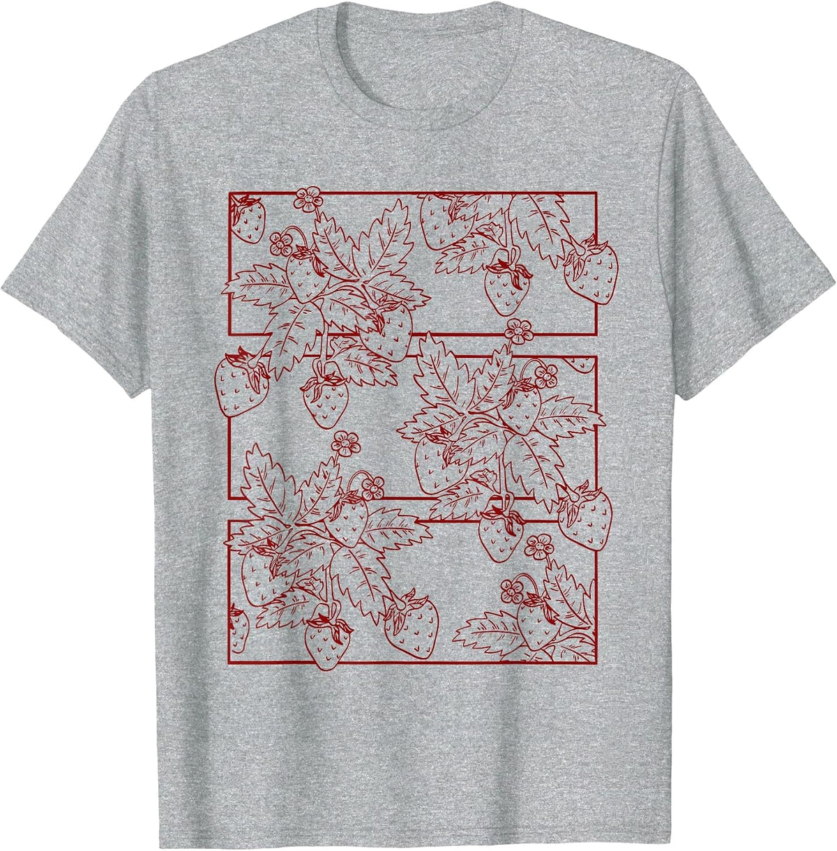 Alt Dark Academia Emo Goth Grunge Aesthetic Red Strawberry T-Shirt - Heather Grey