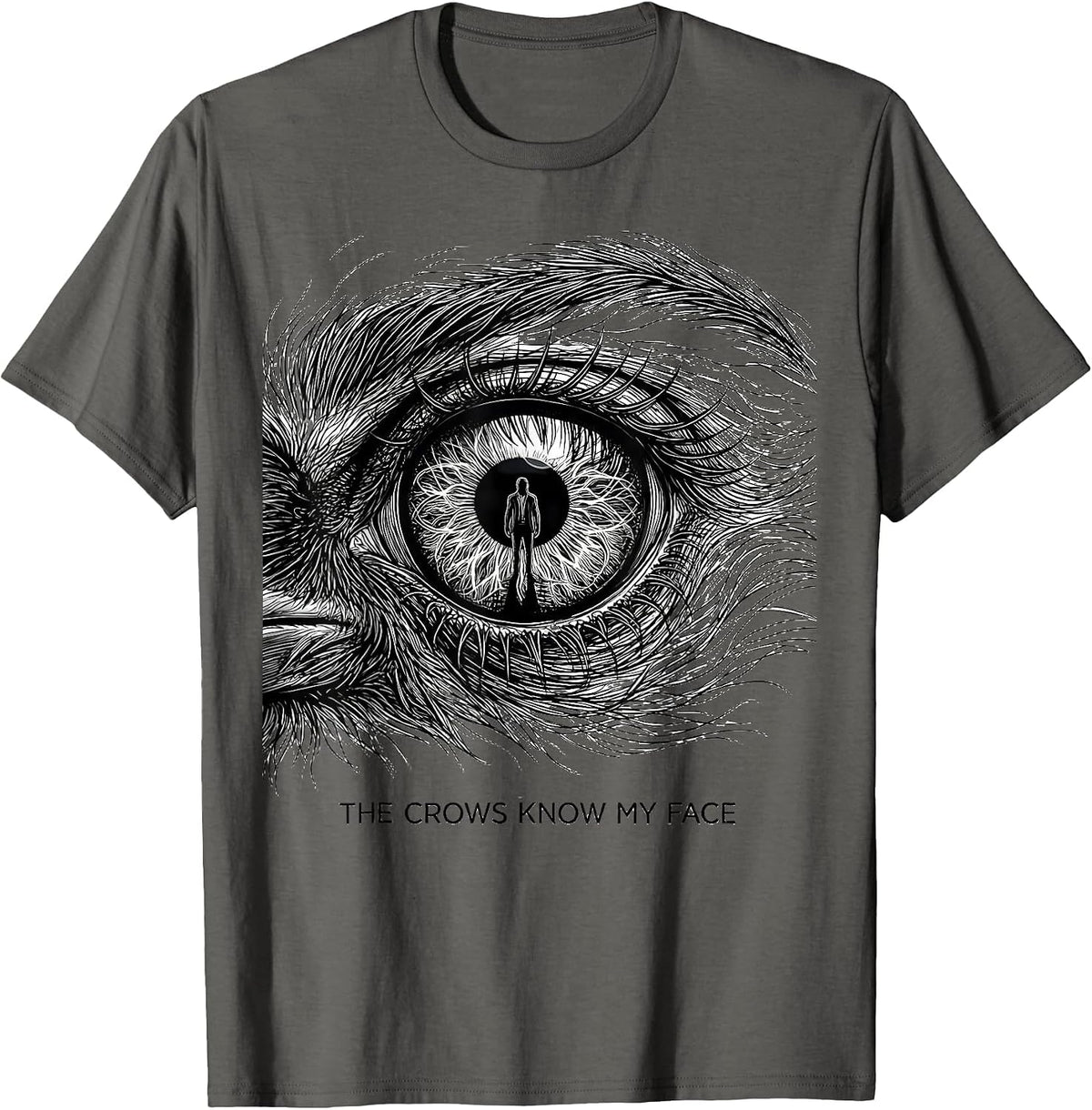 Men's The Crows Know My Face Funny Crow Meme Bird Lover Humor T-Shirt - Asphalt Grey