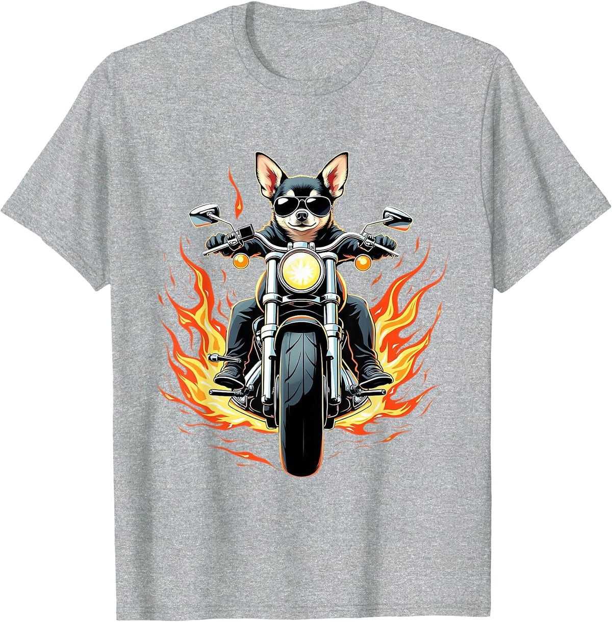 Funny Chihuahua Dog Riding a Motorcycle Chihuahua Lovers T-Shirt - Heather Grey