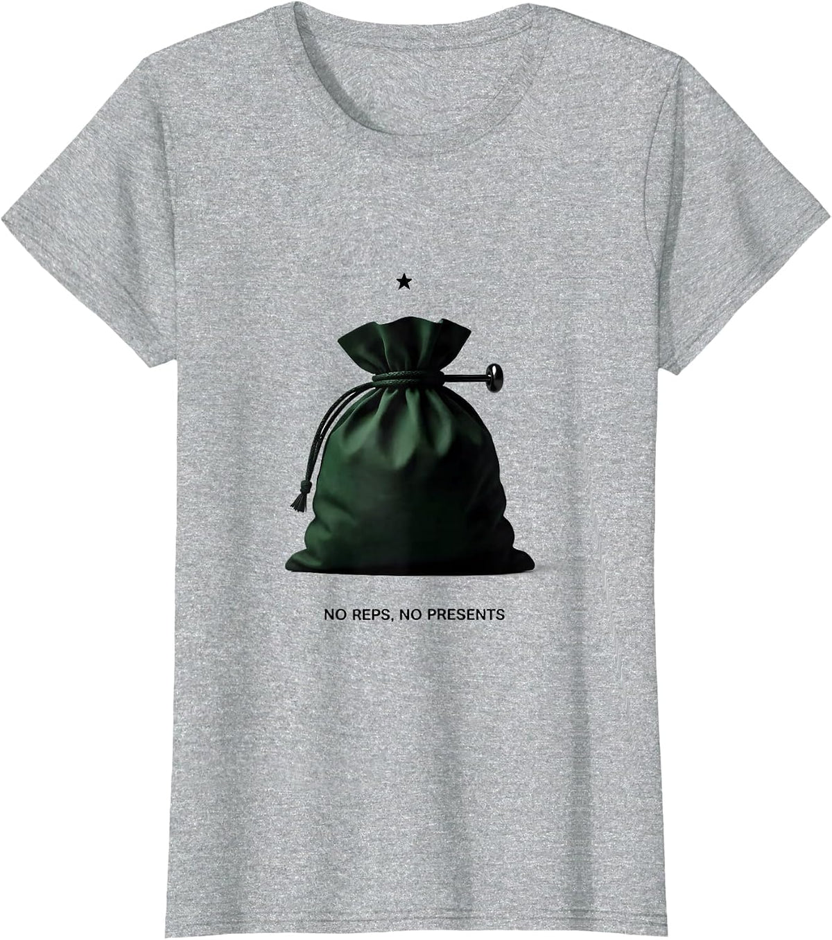 Women's No Reps No Presents Funny Gym Humor Christmas Weightlifting T-Shirt - Heather Grey