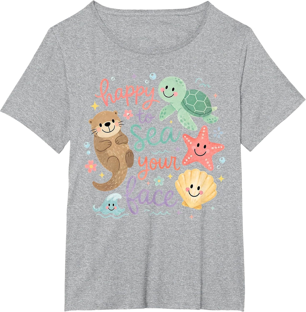 Happy to Sea Your Face Teacher Back to School Ocean T-Shirt - Heather Grey