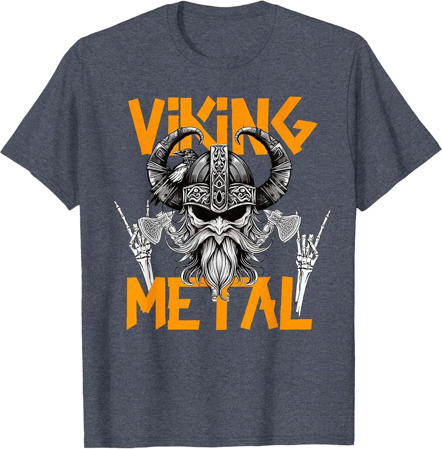 Viking Metal Norse Mythology Metalhead Headbanger Music T-Shirt - Heather Blue