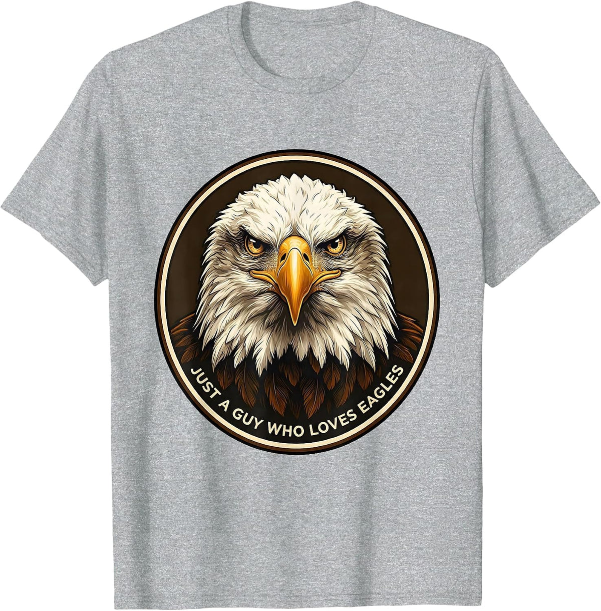 Men's Just A Guy Who Loves Eagles Funny Bald Eagle Fan Faith Gift T-Shirt - Heather Grey