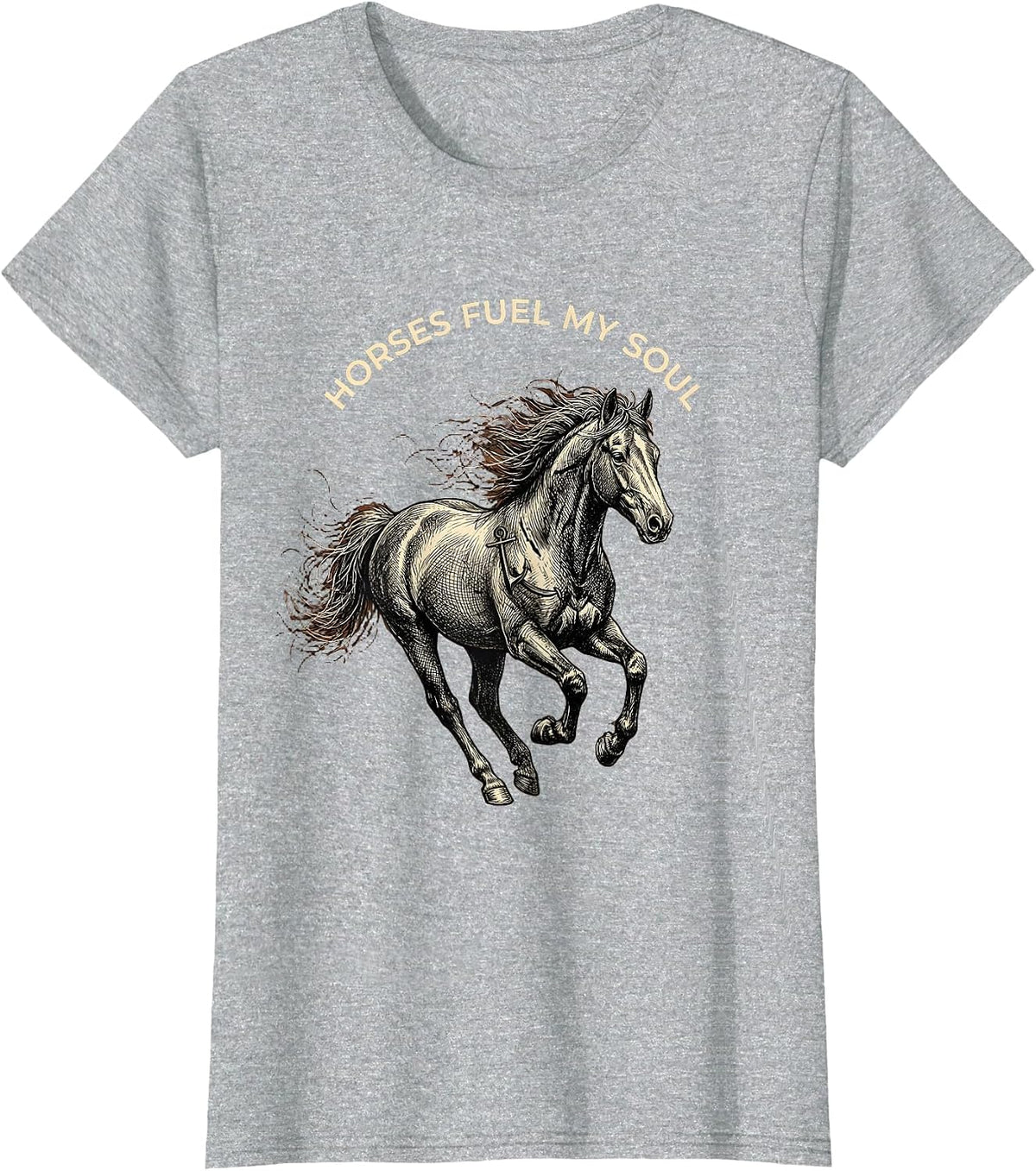 Horses Fuel My Soul Equestrian Design T-Shirt - Heather Grey