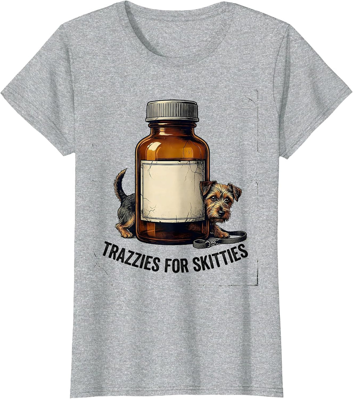 Women's Trazzies For Skitties Distressed Vet Tech Veterinary T-Shirt - Heather Grey