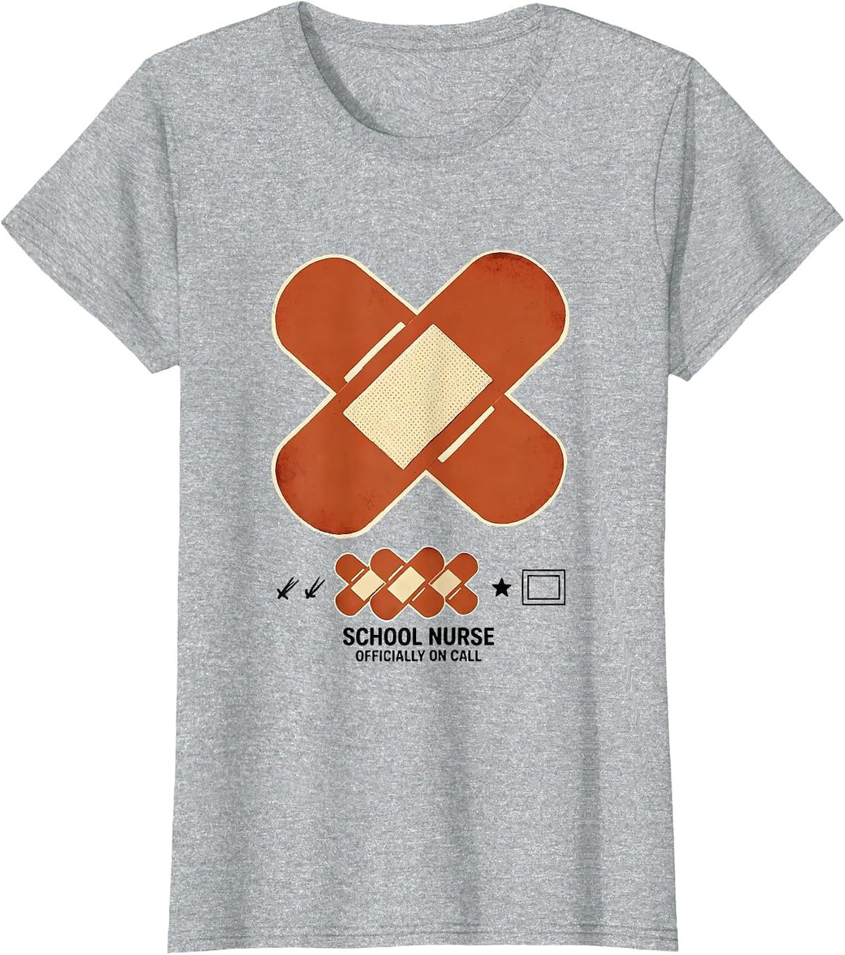 Women's School Nurse Officially On Call Retro Staff Appreciation T-Shirt - Heather Grey