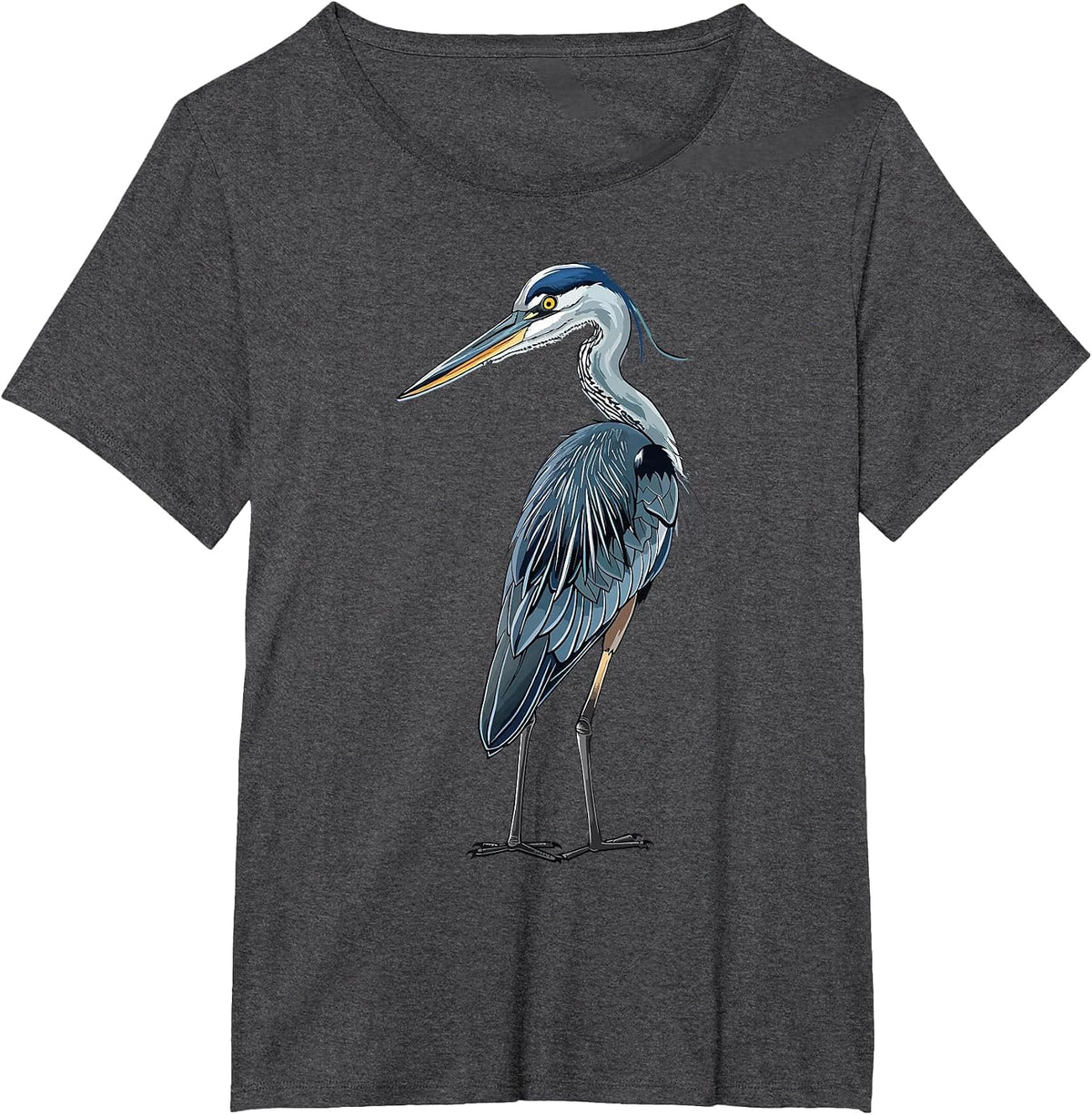Blue Heron Bird Birding T-Shirt - Dark Heather Grey