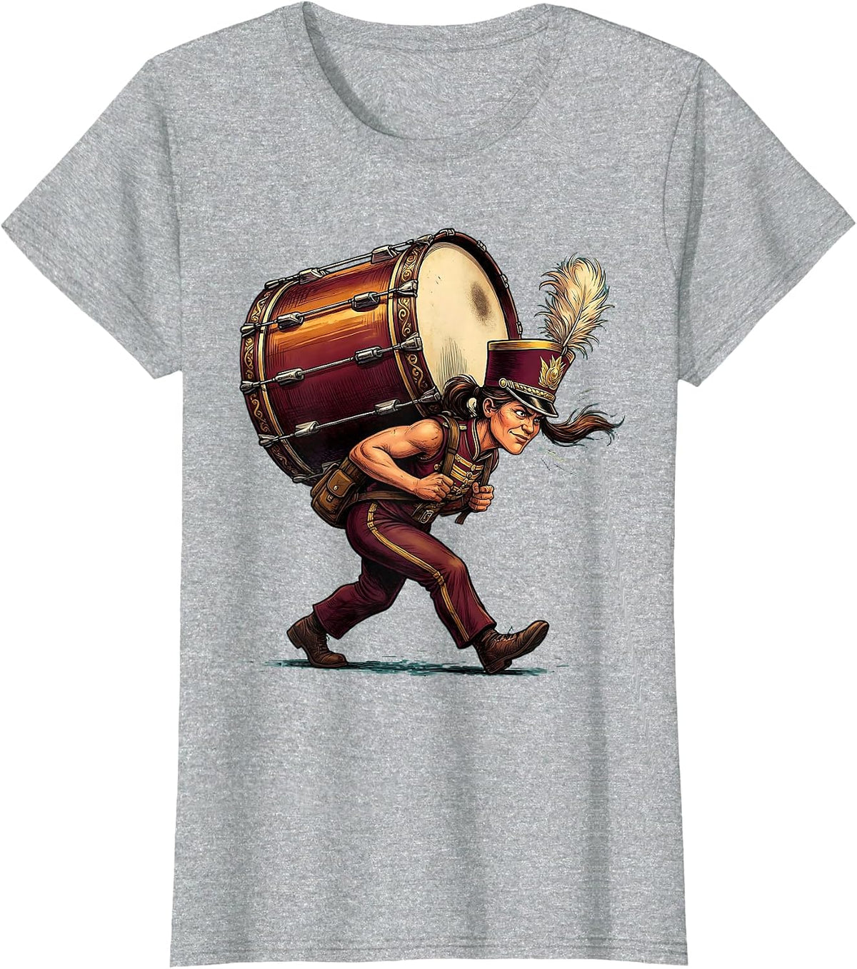 Band Mom Bass Drum Carrier Graphic T-Shirt - Heather Grey