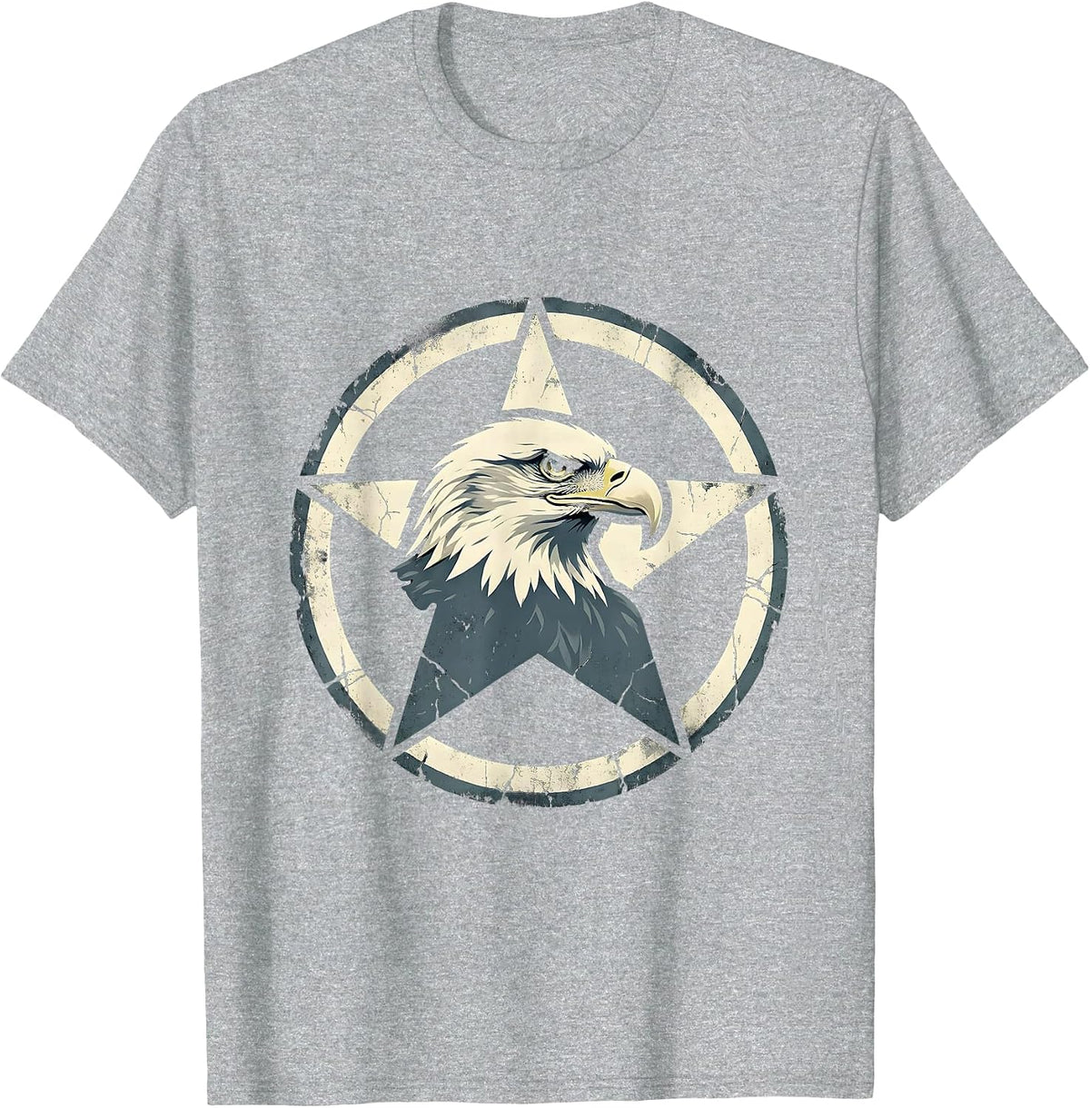 Men's Bald Eagle Star Patriotic American Pride Design T-Shirt - Heather Grey