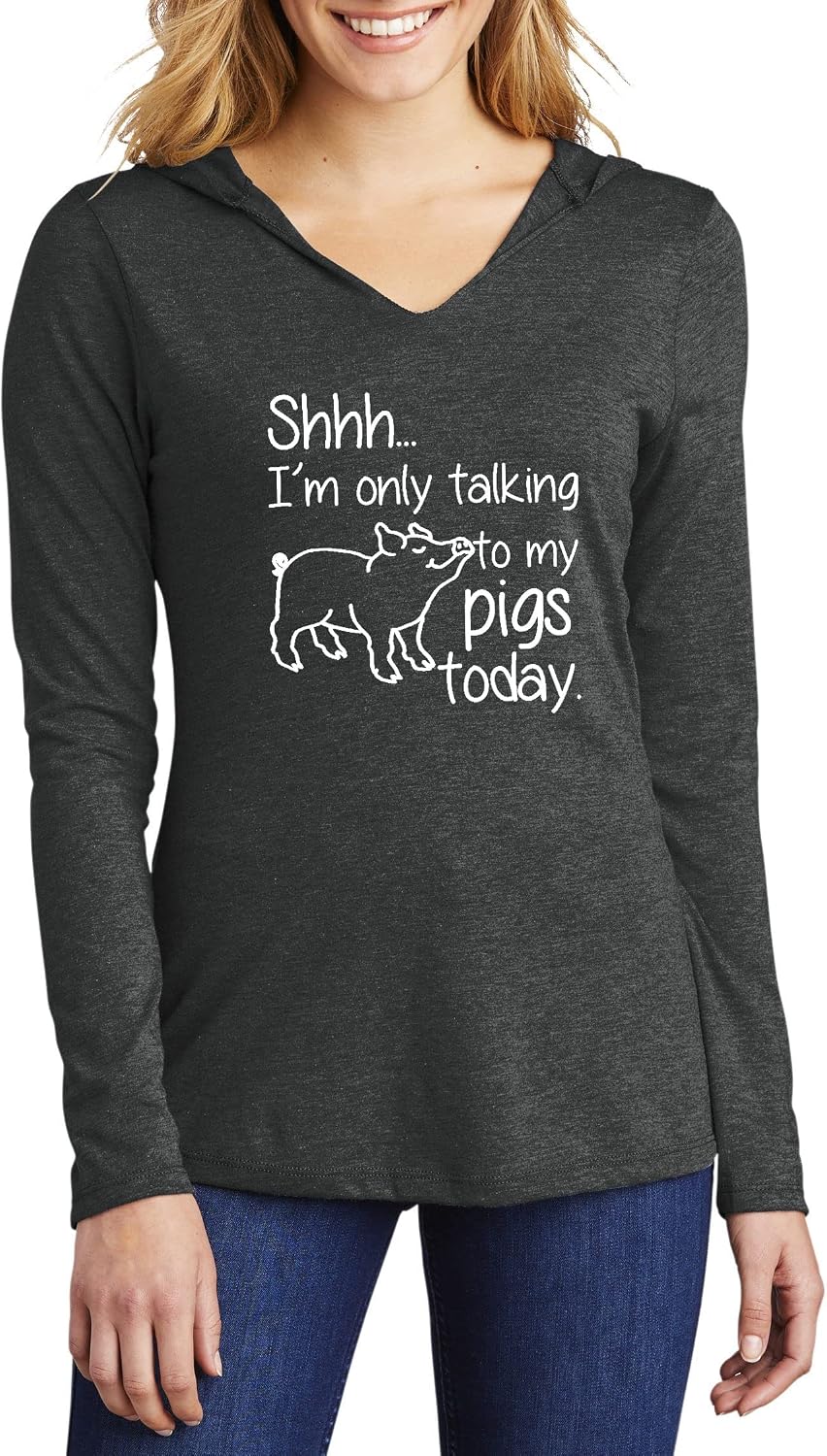 Funny Pig Lover Top Talking to My Pigs Farm Humor Graphic Tee Cotton Tee Adult Men Women - Ladies Black Frost