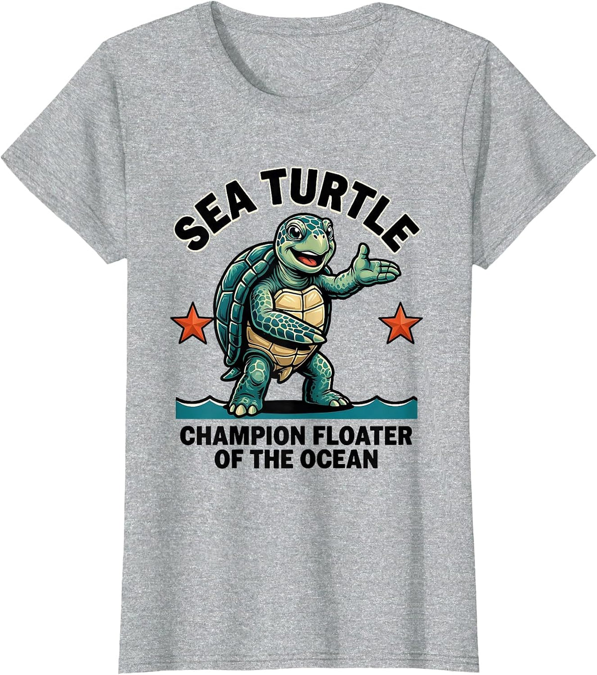 Women's Sea Turtle: Champion Floater of the Ocean Funny T-Shirt - Heather Grey