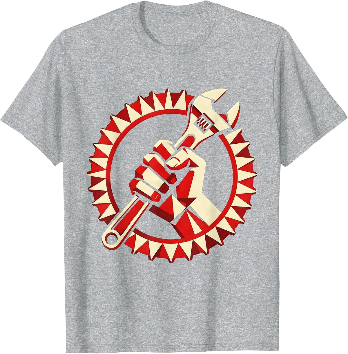 Men's Blue Collar Wrench Grip Hardworking Pride Design T-Shirt - Heather Grey
