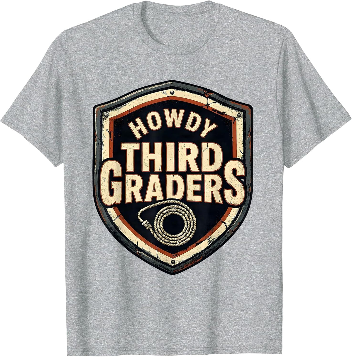 Men's Howdy Third Graders Distressed Western Cowboy Teacher Back T-Shirt - Heather Grey