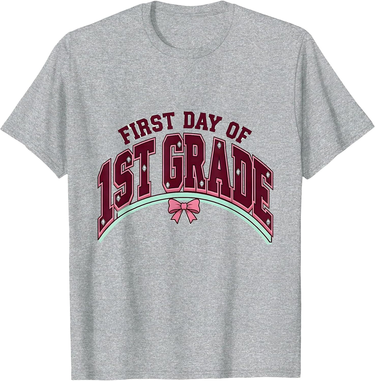 Men's First Day Of 1st Grade Cute Girly Back To School Bow T-Shirt - Heather Grey