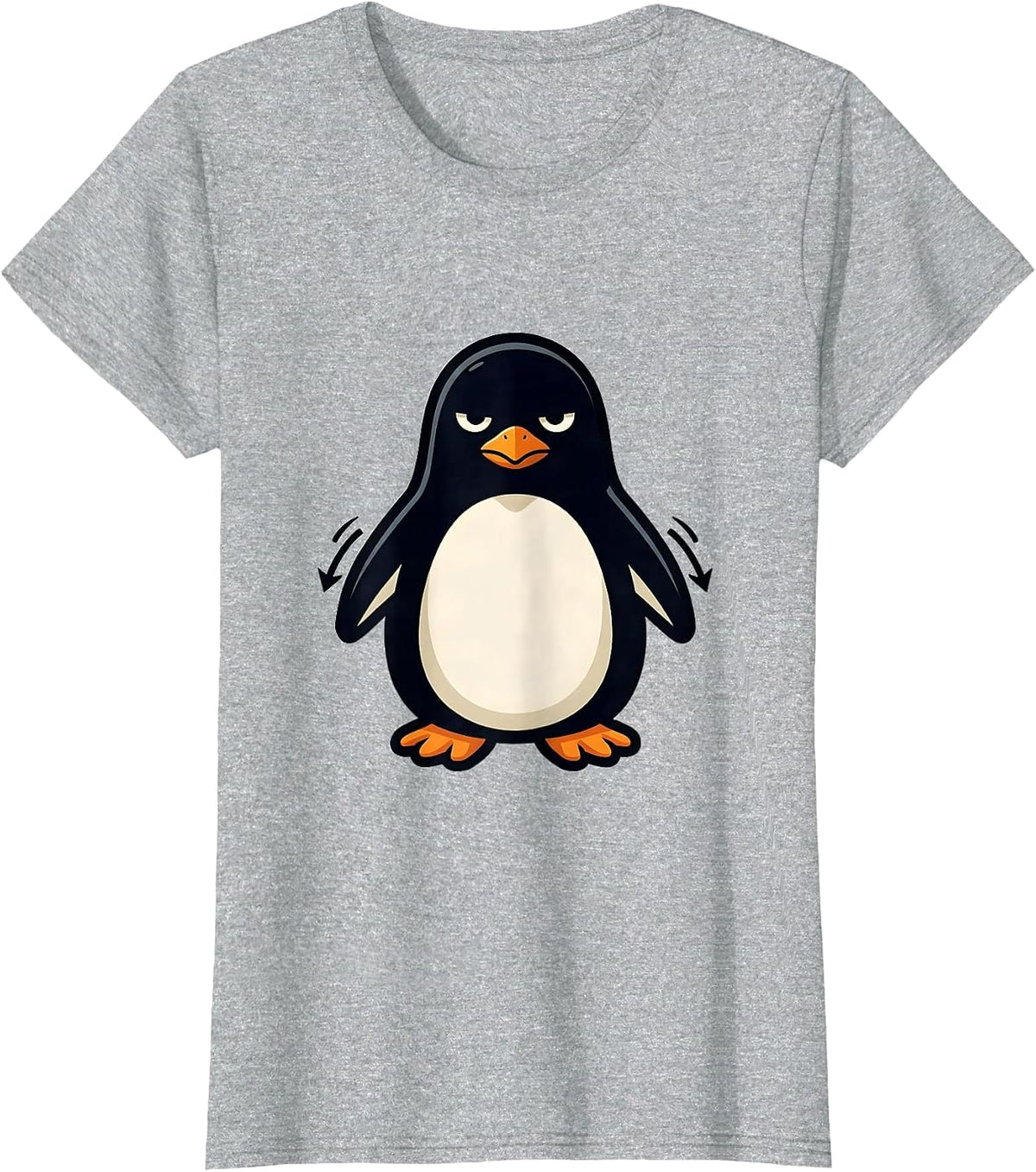 Women's Penguin Mascot Quirky Animal Lover Humor T-Shirt - Heather Grey