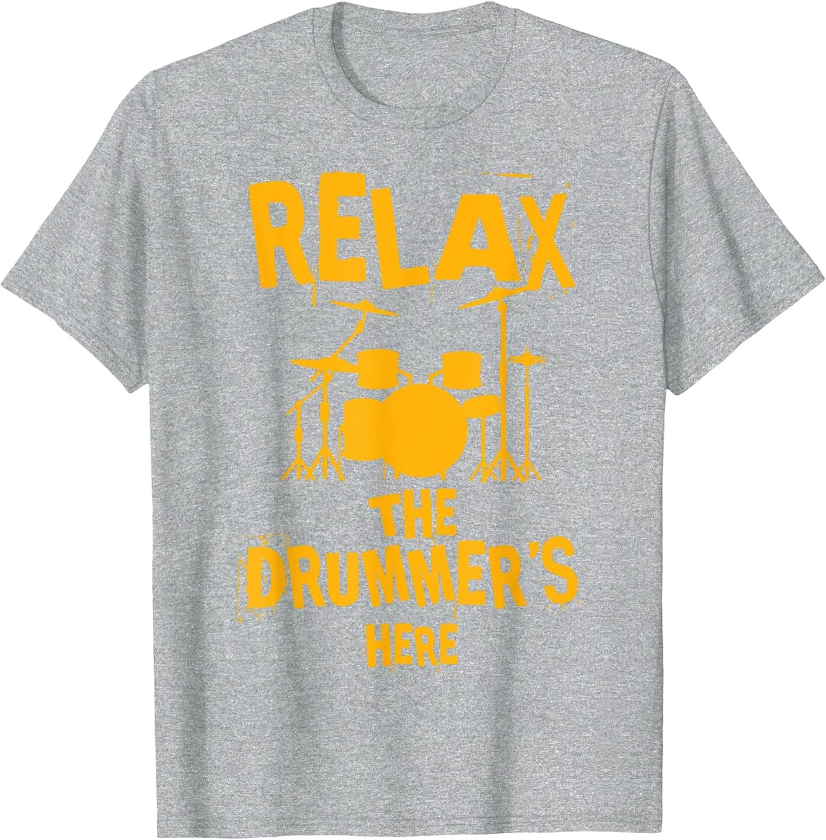 Drum Kit Power Relax, the Drummer is Here T-Shirt - Heather Grey