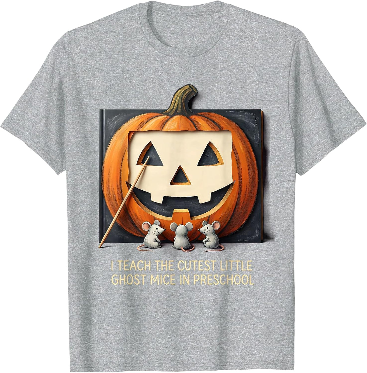 Men's I Teach The Cutest Little Ghost Mice In Preschool Teacher T-Shirt - Heather Grey