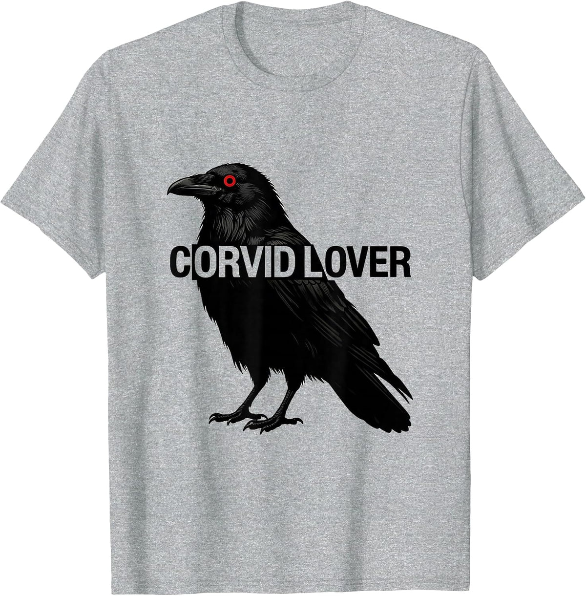 Men's Corvid Lover Minimalist Raven Silhouette Gothic Bird Art T-Shirt - Heather Grey