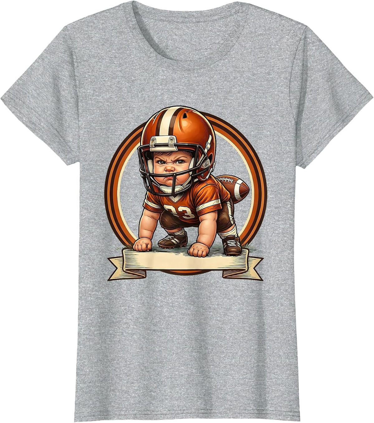 Women's Toddler Lineman Three-Point Stance Football T-Shirt - Heather Grey