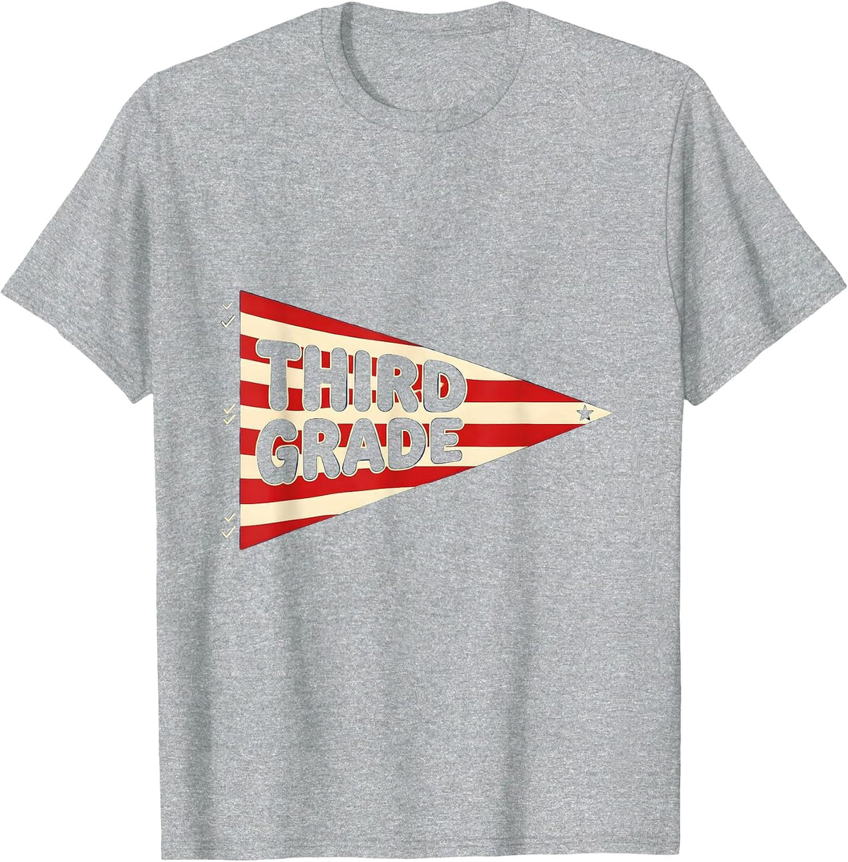 Men's Third Grade Pennant Flag Back to School Third Grade T-Shirt - Heather Grey