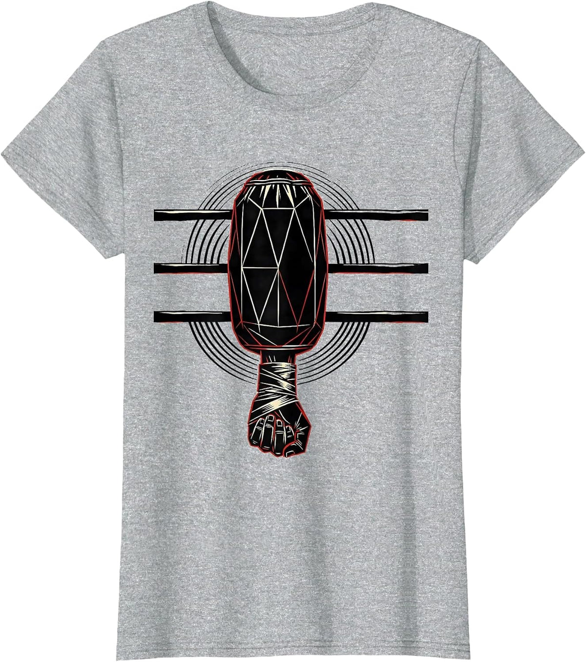 Women's Geometric Double-End Boxing Bag Boxer Pride Gift T-Shirt - Heather Grey