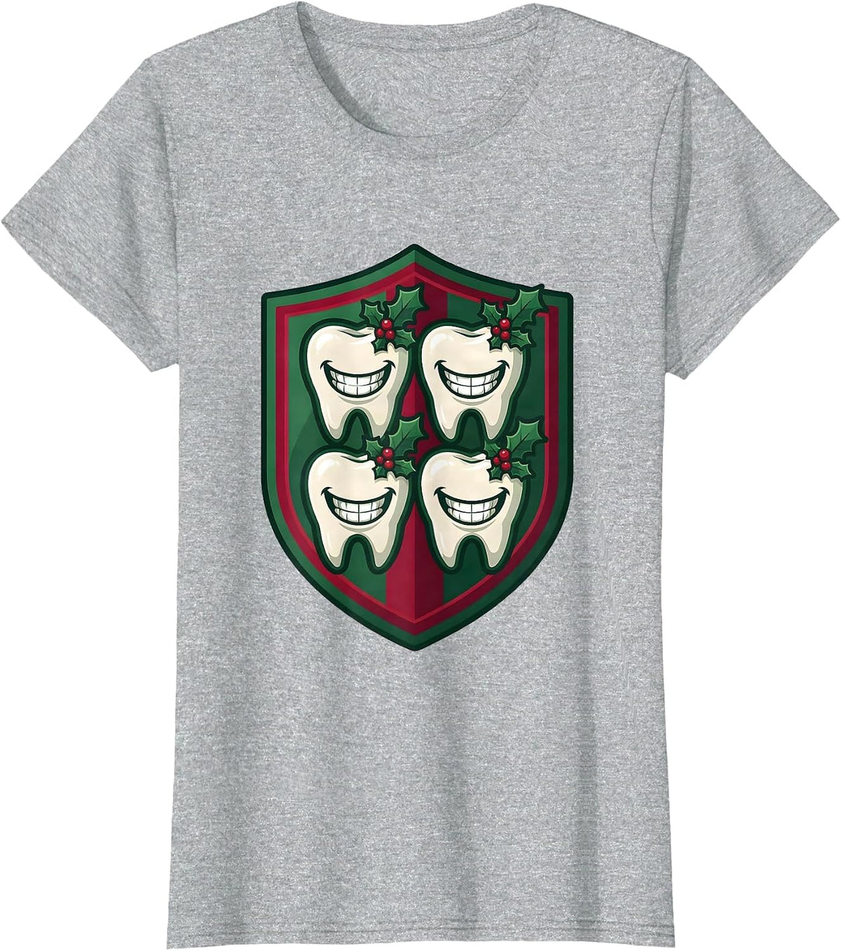Women's Tooth Mascot Team Christmas Dentist Dental Crew Humor T-Shirt - Heather Grey
