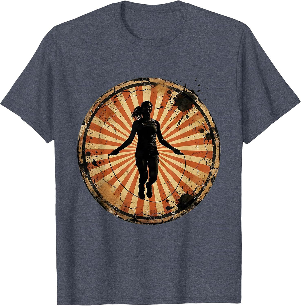 Jump Rope Sunburst Athleisure Summer Graphic T-Shirt - Heather Blue