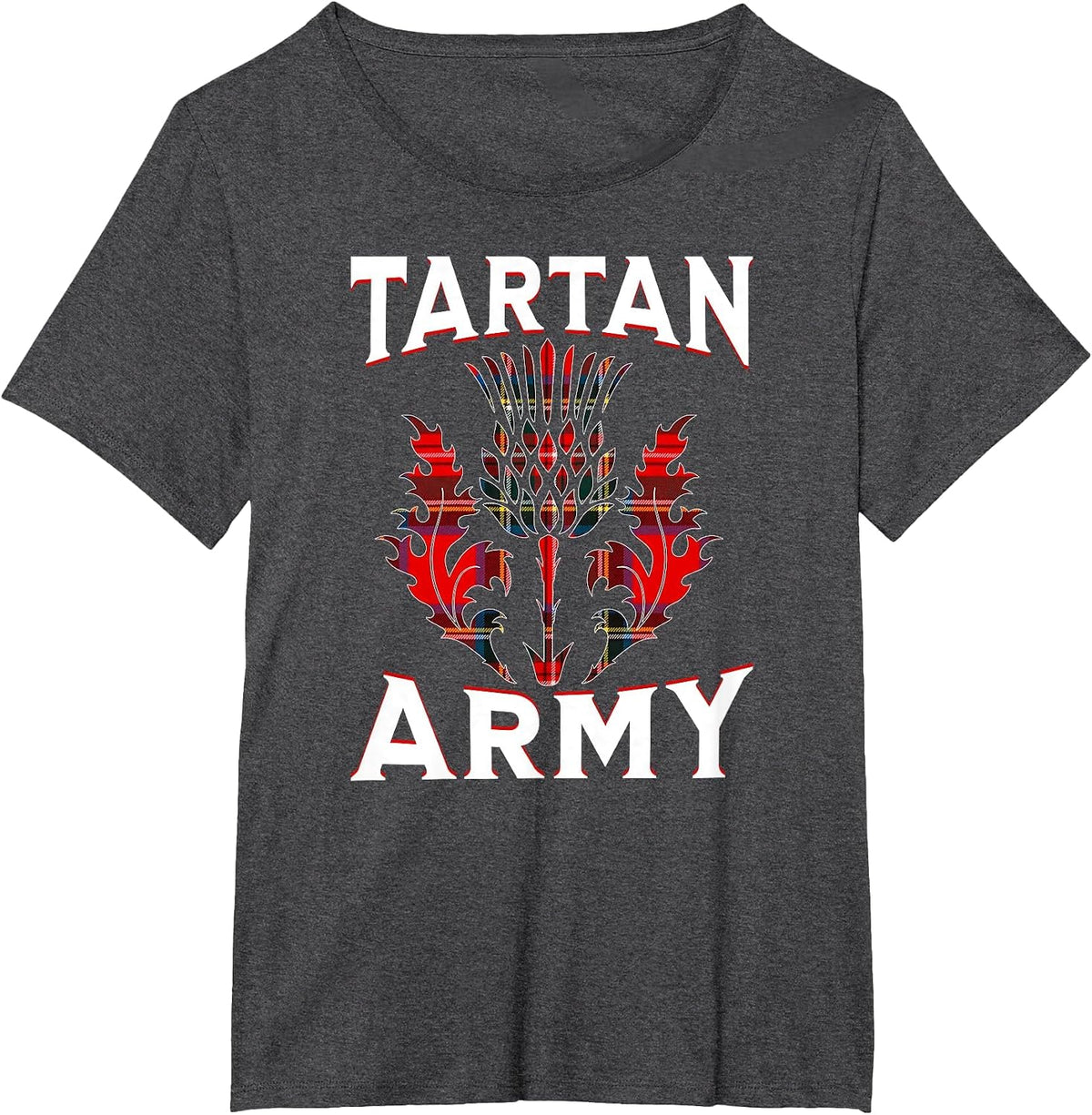Scottish Tartan s Tartan Army s Thistle Emblem T-Shirt - Dark Heather Grey