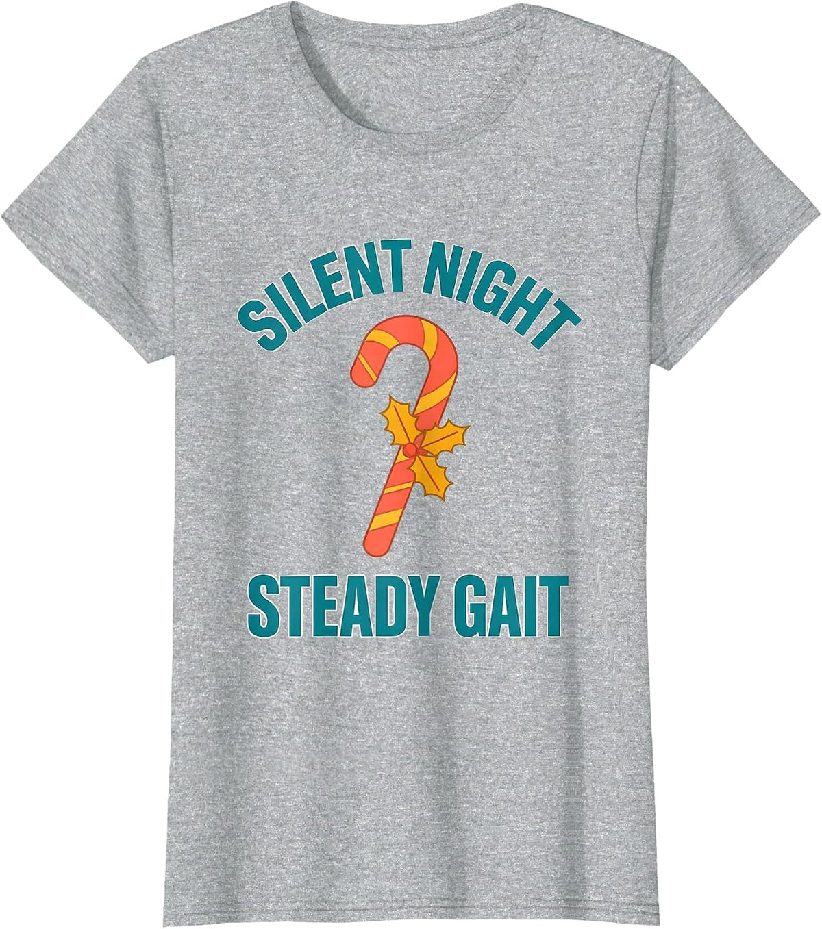 Women's Silent Night Steady Gait Funny Therapy Team Christmas PT OT T-Shirt - Heather Grey