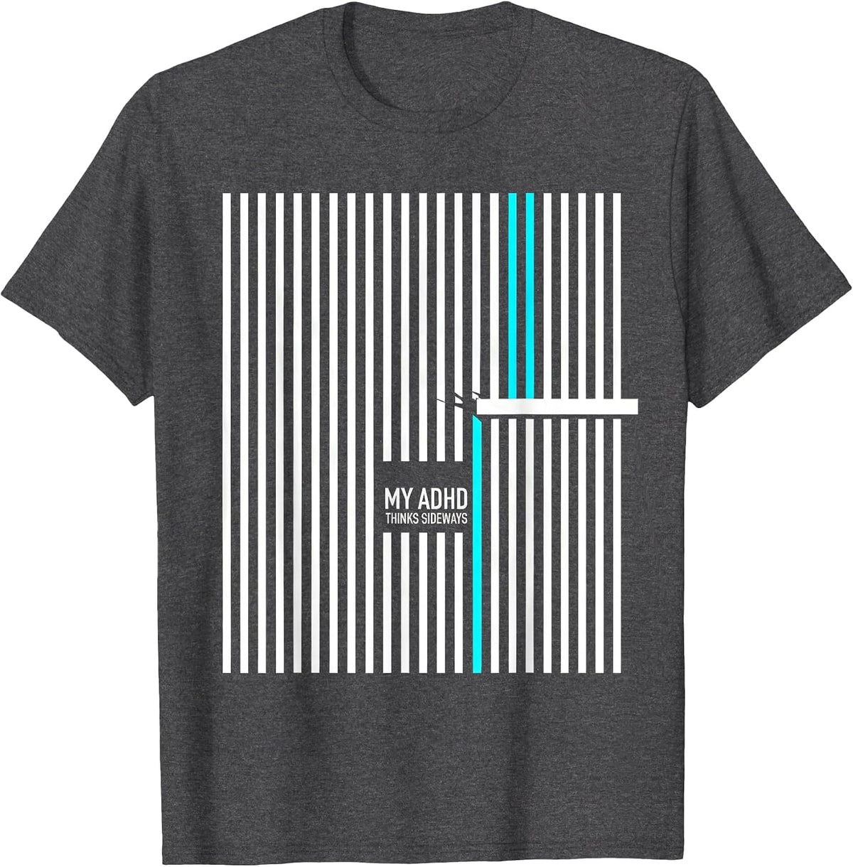 Men's My ADHD Thinks Sideways Funny Neurodivergent ADHD Awareness T-Shirt - Dark Heather Grey