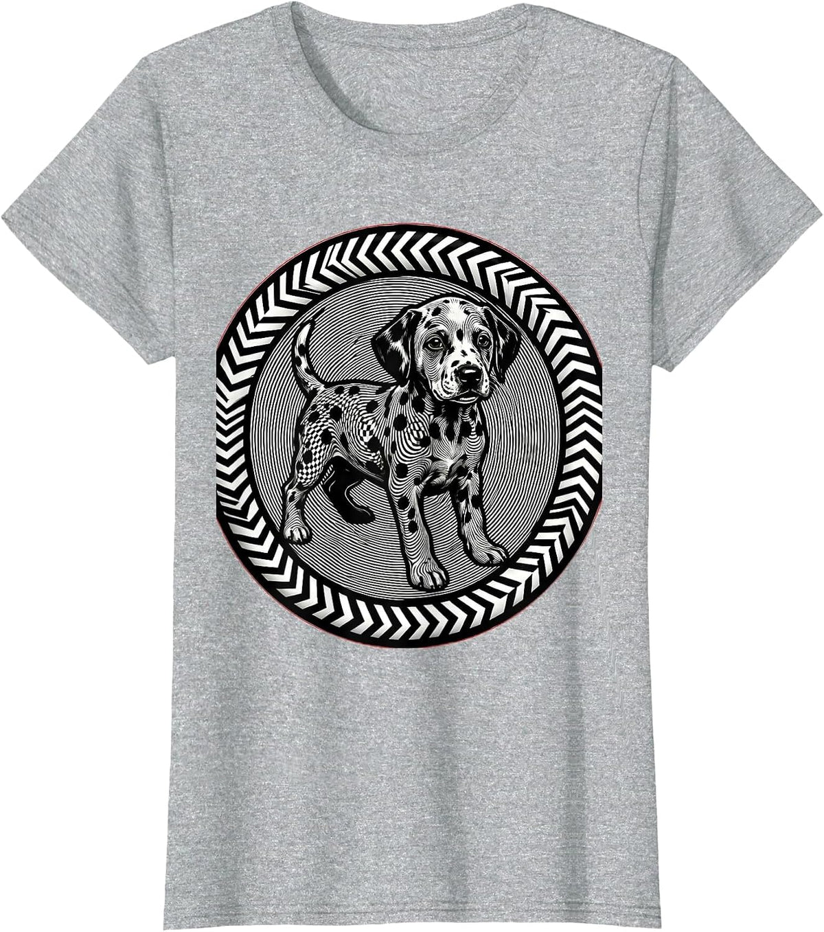 Dalmatian Puppy Rolling in Paint Polka Dots T-Shirt - Heather Grey