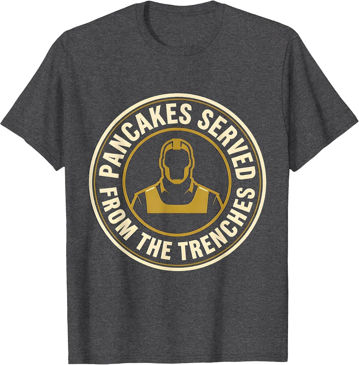 Men's Pancakes Served From The Trenches Funny Football Lineman T-Shirt - Dark Heather Grey